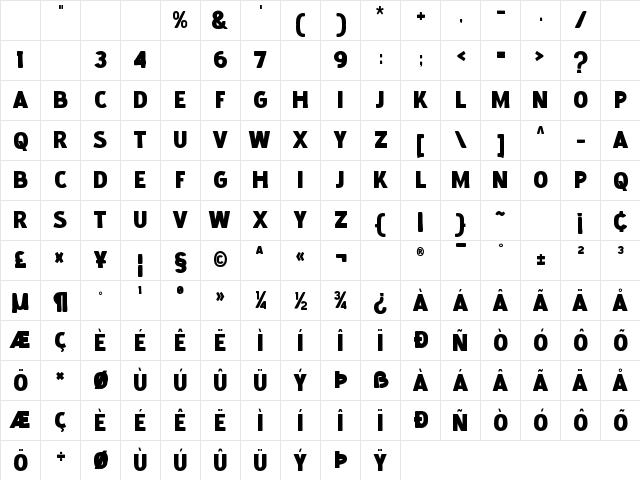 Baby Stingrays Regular Character Map