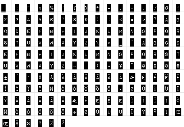 Impact label Regular Character Map Impact label Regular Character Map