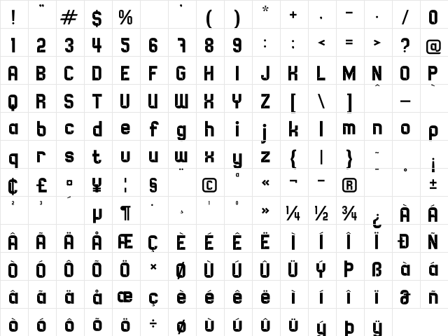 REFOLTER Regular Character Map