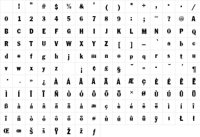 FranklinGotTRegConIn1 Regular Character Map FranklinGotTRegConIn1 Regular Character Map