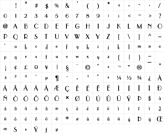 Paris Bold Character Map Paris Bold Character Map