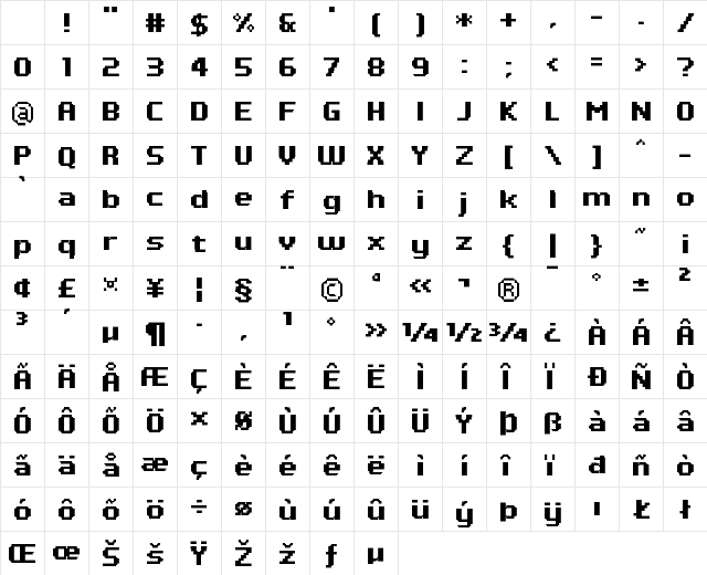 FFF Atlantis Condensed Regular Character Map