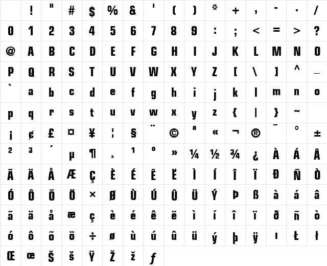 Palindrome Condensed SSi Bold Condensed Character Map Palindrome Condensed SSi Bold Condensed Character Map