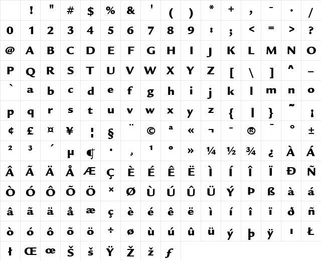 Legacy Sans ITC Regular Character Map Legacy Sans ITC Regular Character Map