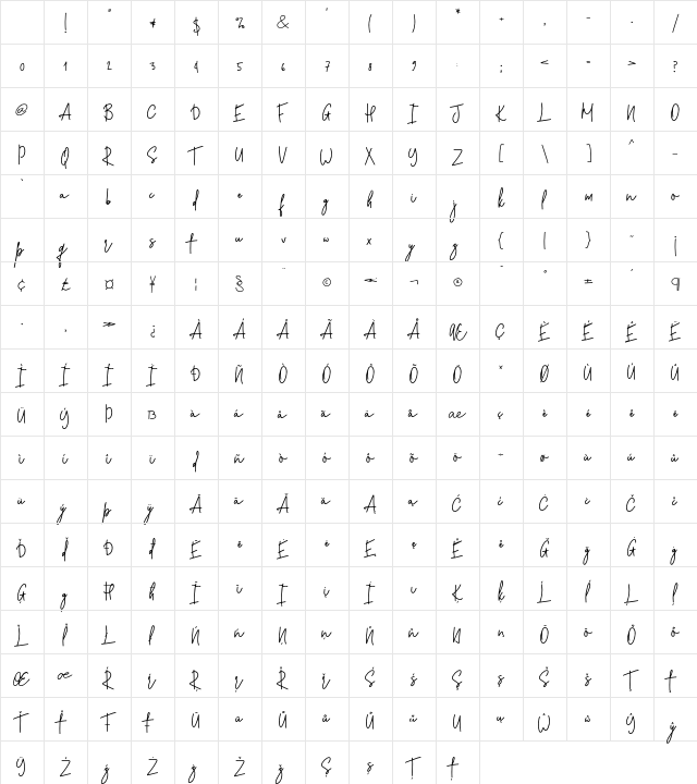 Stone Soul Regular Character Map