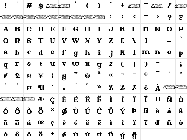 Arabella Regular Character Map