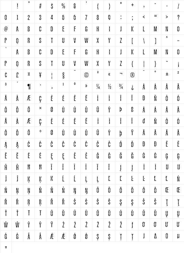 ZT Ravigsfen Regular Character Map ZT Ravigsfen Regular Character Map