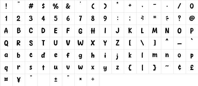 Keep Cheese Regular Character Map