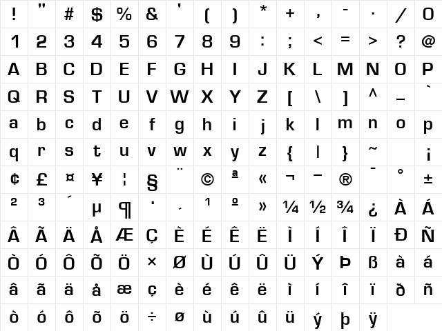 PalindromeSSK SemiBoldItalic Character Map
