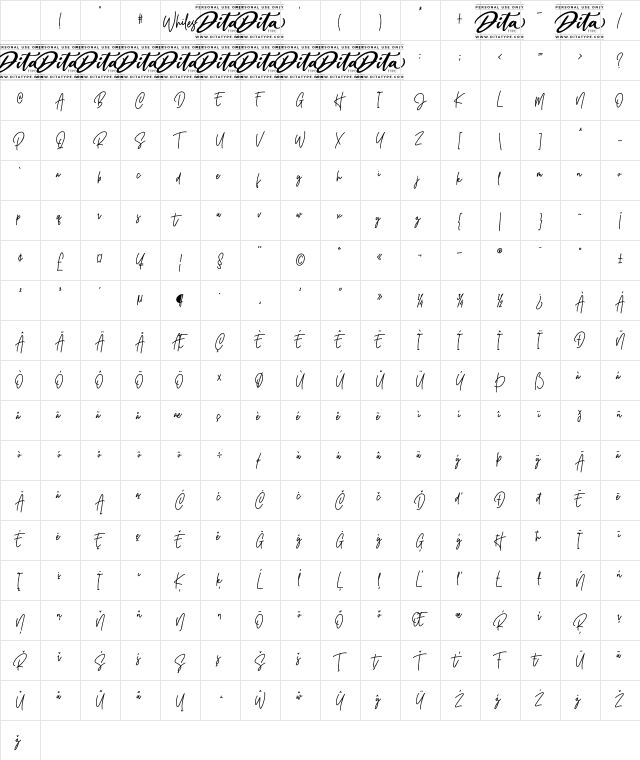 Whiles Personal Use Regular Character Map Whiles Personal Use Regular Character Map