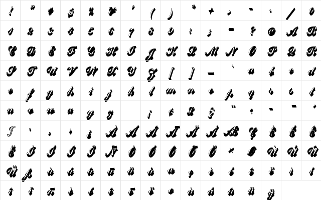 CommercialScrDSh1 Regular Character Map CommercialScrDSh1 Regular Character Map