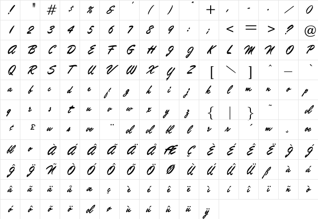 Kingman Regular Character Map