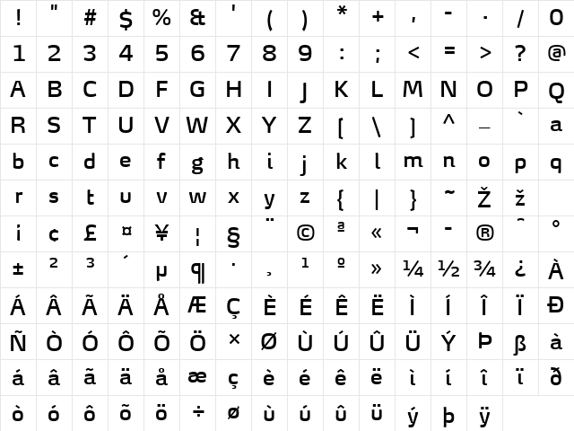 MaxDemiSerifTF-Book Regular Character Map
