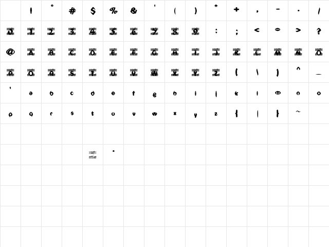 ZaftigOne Regular Character Map ZaftigOne Regular Character Map