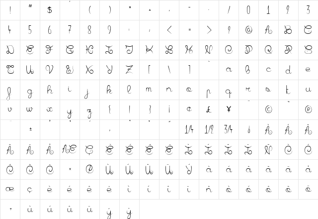 Badiane Regular Character Map Badiane Regular Character Map