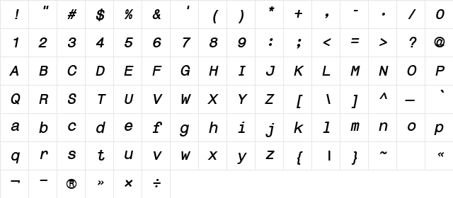 R_thai Bold Italic Character Map