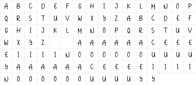 Aneethademo Sans Regular Character Map Aneethademo Sans Regular Character Map