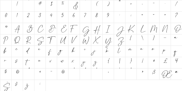 Sharlotte Demo Regular Character Map
