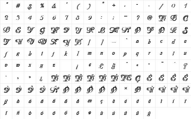 PhyllisIniDRe1 Regular Character Map PhyllisIniDRe1 Regular Character Map