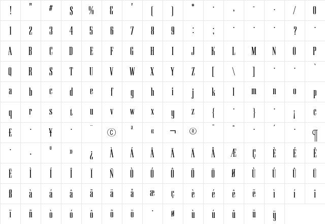 PallMallLight Regular Character Map PallMallLight Regular Character Map
