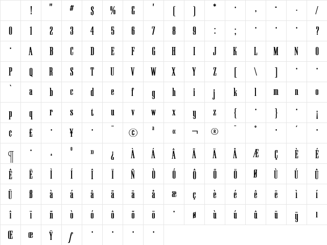 PallMallBold Regular Character Map PallMallBold Regular Character Map