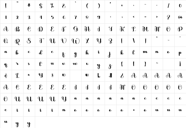 Wake Regular Character Map Wake Regular Character Map