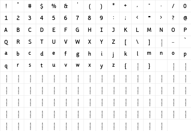 FaceplateSansCGaugeLE Regular Character Map