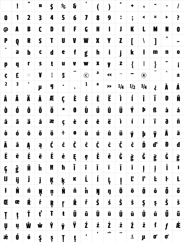 Leitura Headline Sans Character Map