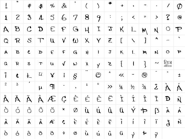 LEHN139 Regular Character Map LEHN139 Regular Character Map