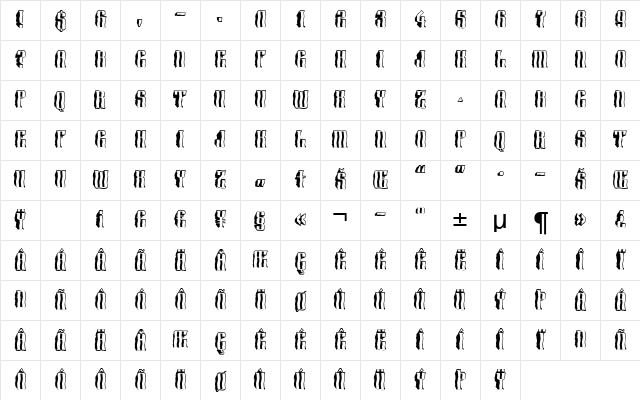 a_Harder3dBrk Regular Character Map