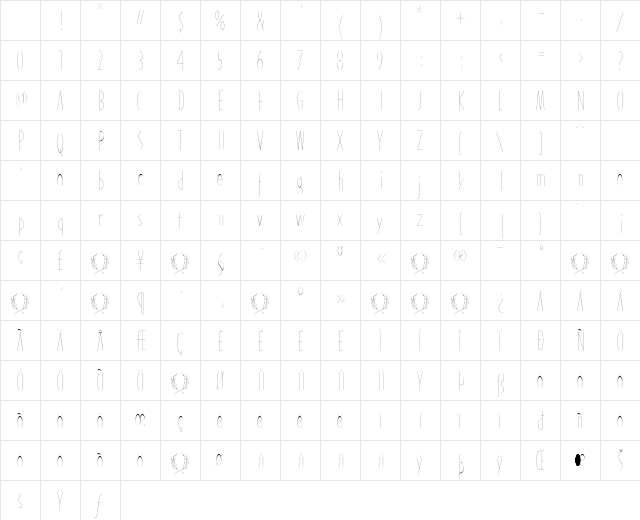 Romeo Regular Character Map Romeo Regular Character Map