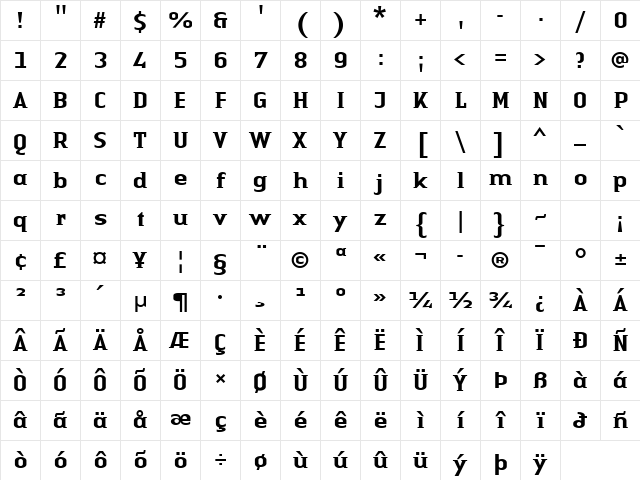 LTAuthenticSmallSerif Medium Medium Character Map