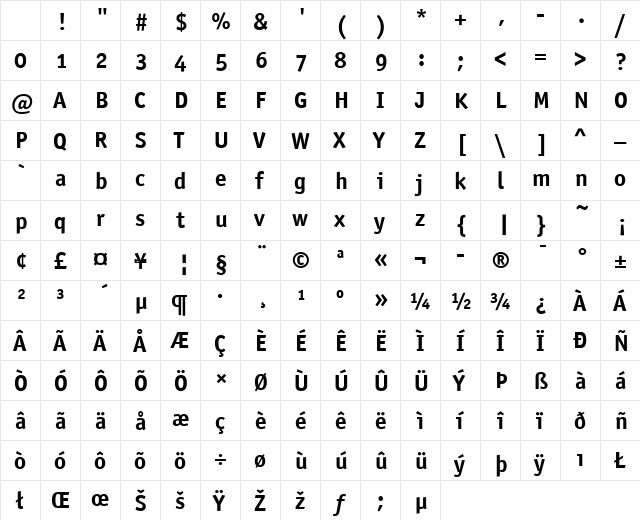 Officina Sans ITC Bold Character Map Officina Sans ITC Bold Character Map