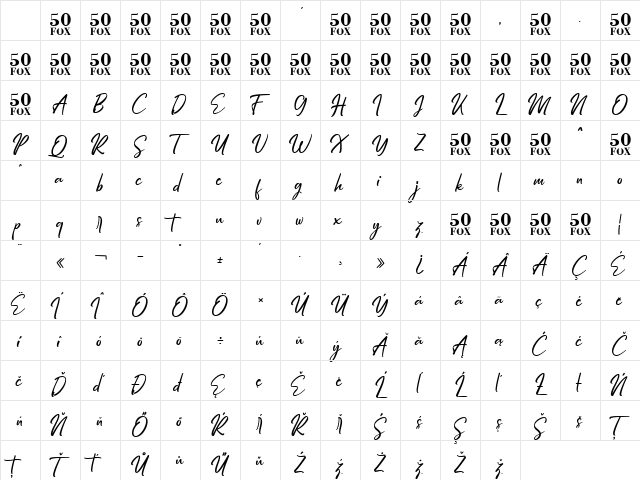 Hiroshima Script Regular Character Map