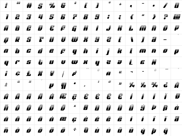 Quasar Pacer Halftone Italic Italic Character Map