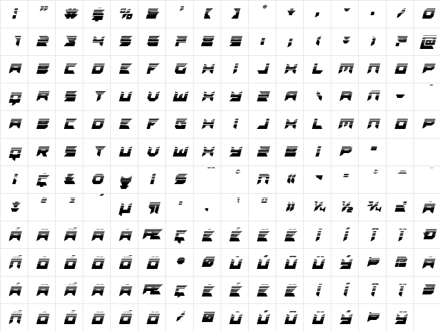 Dagger Dancer Halftone Italic Regular Character Map Dagger Dancer Halftone Italic Regular Character Map