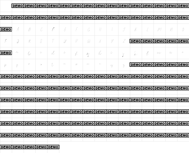 Warm Memories Light Regular Character Map
