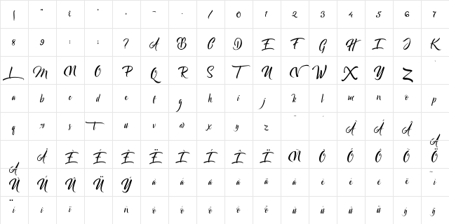 Bareken Regular Character Map