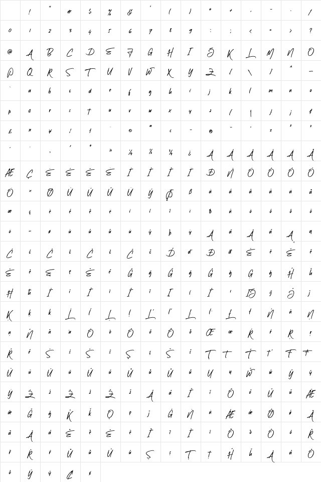 Brotherhood Regular Character Map