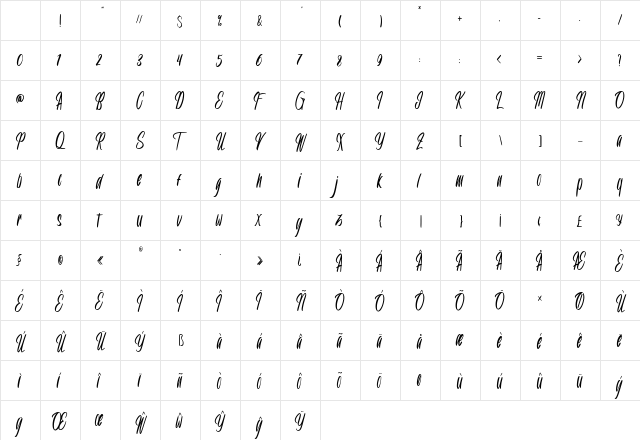 Rouweth Regular Character Map Rouweth Regular Character Map
