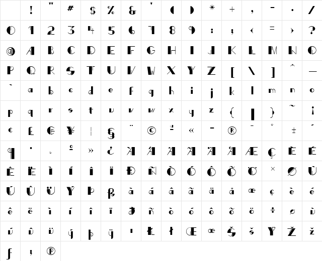 P22ArtDeco Regular Character Map P22ArtDeco Regular Character Map