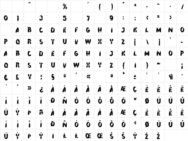 Painter Dude Regular Character Map
