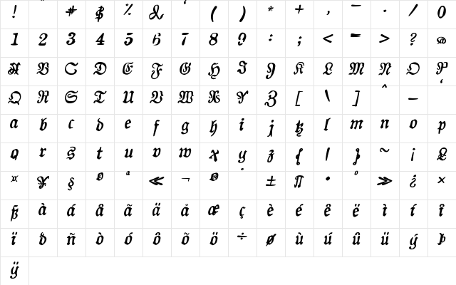 AuldMagick Bold Italic Character Map