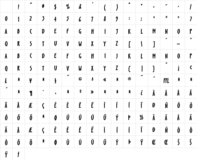 Scamp Regular Character Map Scamp Regular Character Map