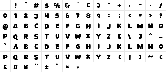 Boohong Regular Character Map Boohong Regular Character Map