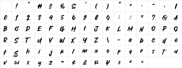 Deep Hero Regular Character Map Deep Hero Regular Character Map