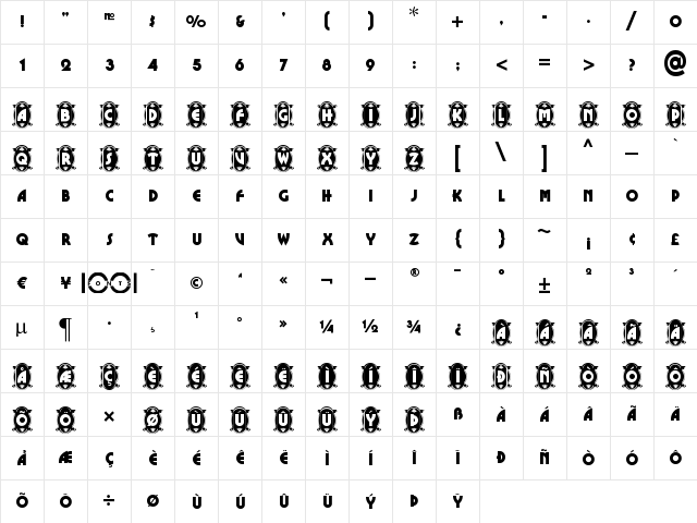 Cameo Appearance NF Regular Character Map