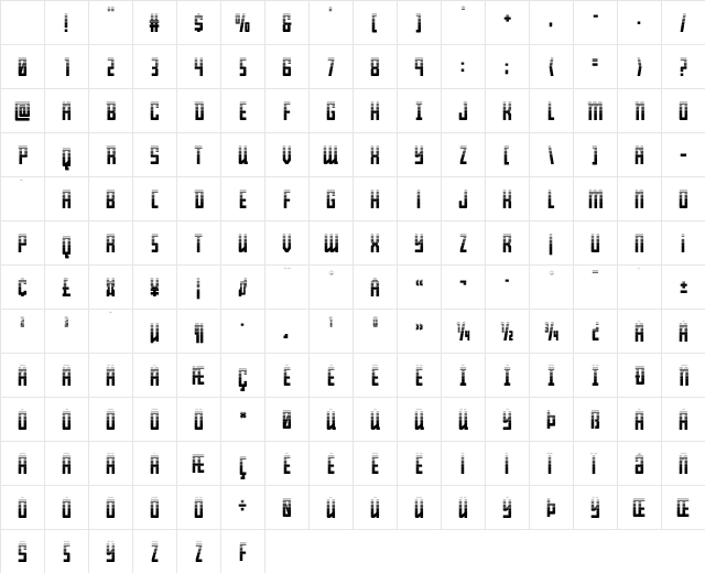 Young Patriot Two-Tone Regular Character Map Young Patriot Two-Tone Regular Character Map