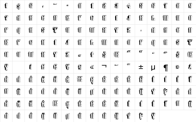 a_Harder3dTrnUp Regular Character Map
