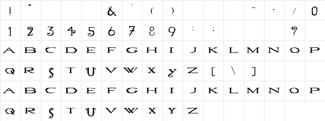 Machine Gun Regular Character Map